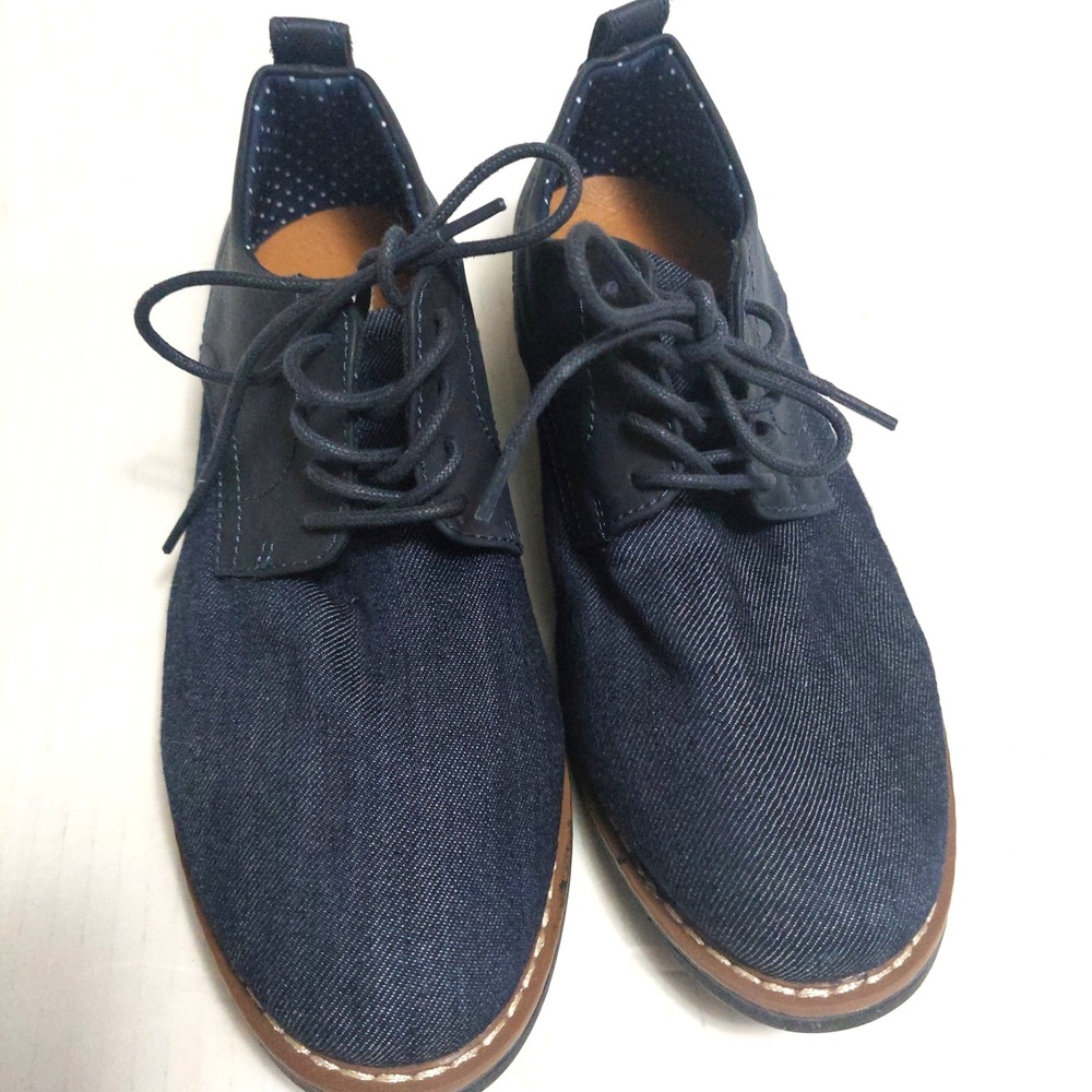 Steve Madden Mens Kids Size 4 Fabric Lace Up Shoes Textile Upper Navy NEW NO BOX